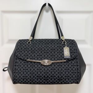 Coach Madison Madeline Satchel East West Mini Op Art Leather Trim